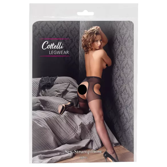 Cottelli - ciorapi sexy - dantelă neagră - L/XL