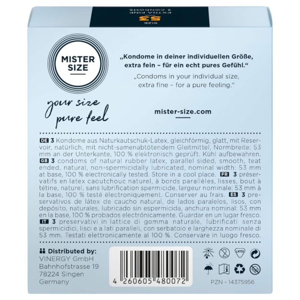 Mister Size - prezervative subțiri - 53mm - set 3 bucăți