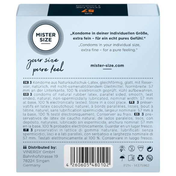 Mister Size - prezervativ subțire - 57mm - 3 bucăți