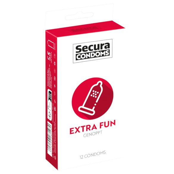 Secura Extra Fun - prezervative cu puncte - 53mm - 12 bucăți