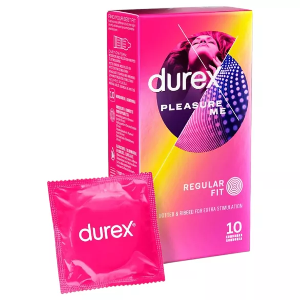 Durex Pleasure Me - prezervative stimulate cu dungi și puncte - 10 bucăți
