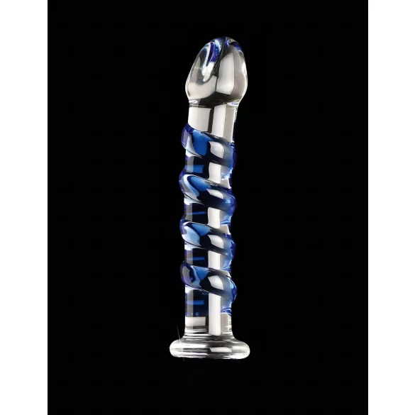 Icicles No. 5 - dildo din sticlă spirală - transparent albastru