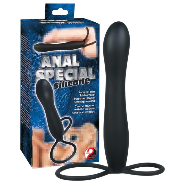 You2Toys - dildo anal special și inel penian - negru