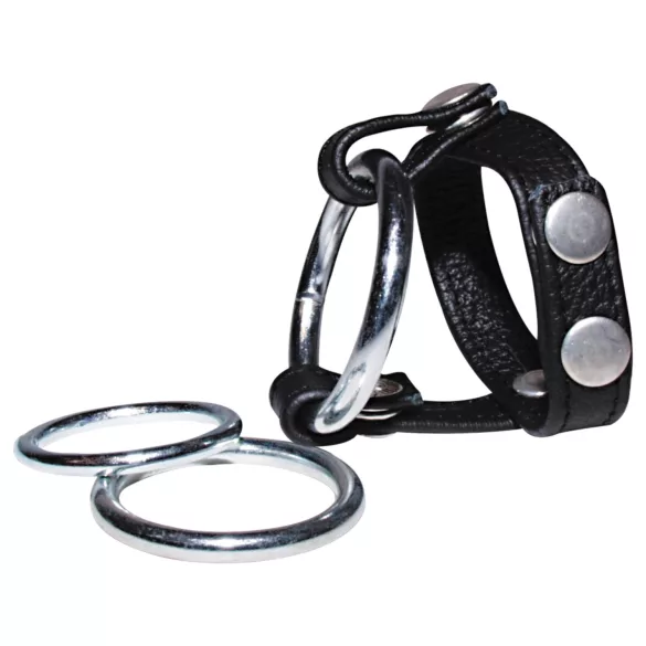 Bad Kitty - inel testicular și pentru penis - piele neagră