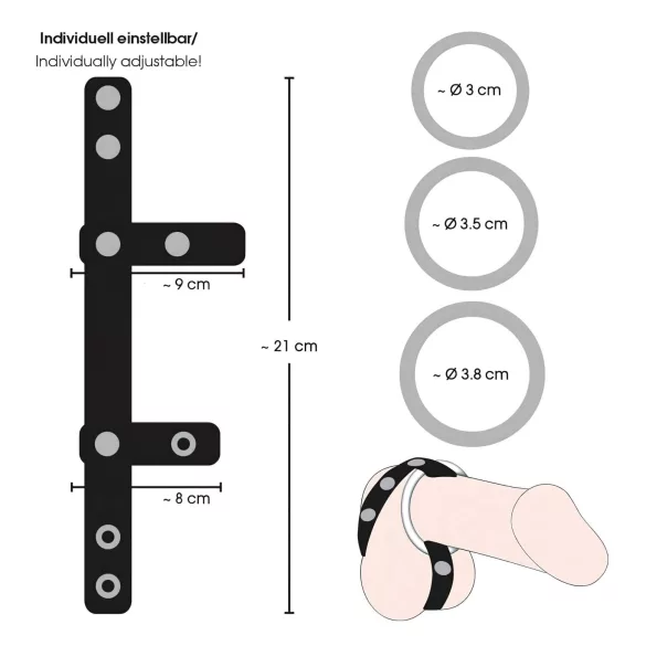 Bad Kitty - inel testicular și pentru penis - piele neagră