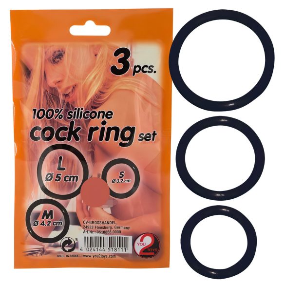 You2Toys - Trio de inele de silicon pentru penis - negru
