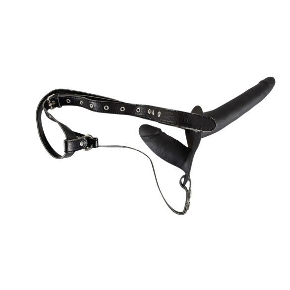 You2Toys - strap-on dildo dublu - silicon negru