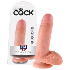King Cock 7 Dildo cu Testicule (18 cm) - Natural