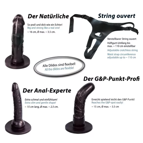 You2Toys - Set dildo cu ham - negru
