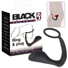 Black Velvet - plug anal cu inel penian (negru)