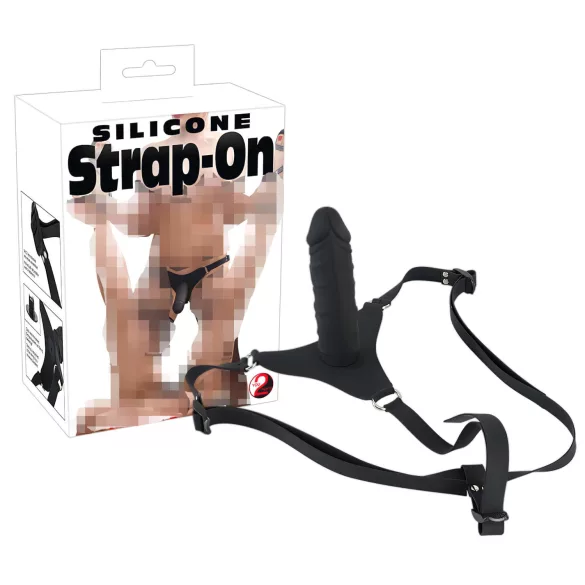 You2Toys - strap-on din silicon - dildo cu ham - negru
