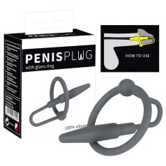 Plug penis - inel gland silicon cu dilatator conic (gri) Plug penis - inel gland silicon cu dilatator conic (gri)