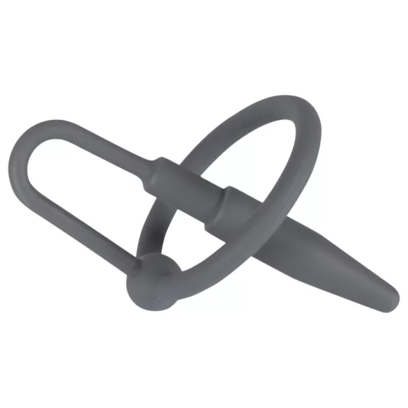 Penisplug - dop dilatator conic cu inel penian din silicon - gri