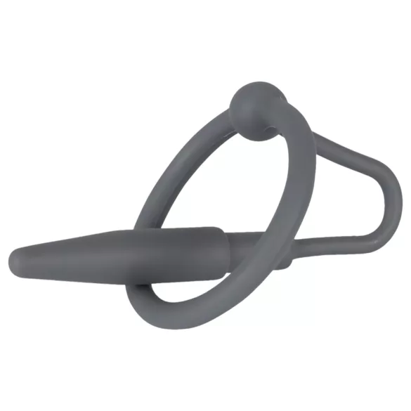 Penisplug - dop dilatator conic cu inel penian din silicon - gri