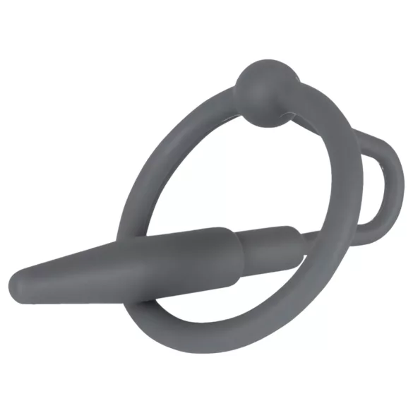 Penisplug - dop dilatator conic cu inel penian din silicon - gri