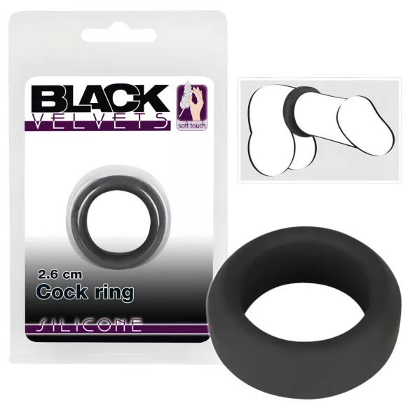 Black Velvets - inel pentru penis gros - silicon negru 2,6 cm