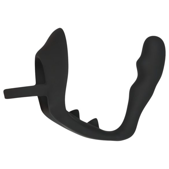 Black Velvets - dildo anal cu inel pentru penis și testicule - negru