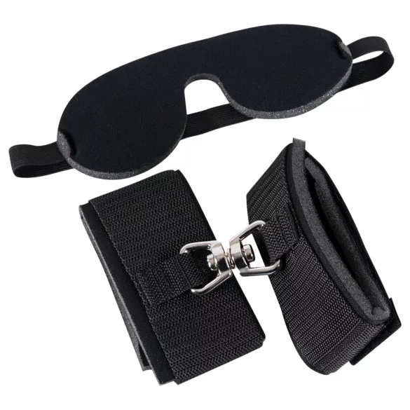 Bad Kitty - set cătușe și mască ochi - negru