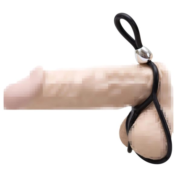 You2Toys - inel triplu reglabil pentru penis și testicule - negru