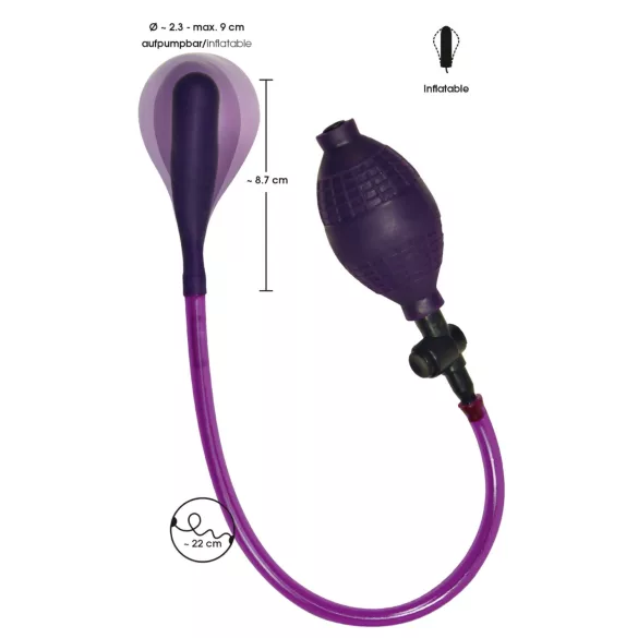 Bad Kitty - dop anal extensibil cu pompă - latex - mov