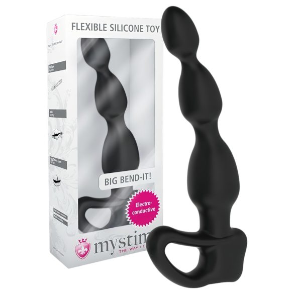 mystim Big Bend-it! - dildo anal electric cu bile (negru)