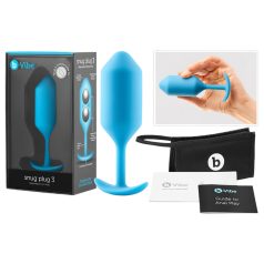   b-vibe Snug Plug 3 - plug anal cu bile duble (180g) - albastru