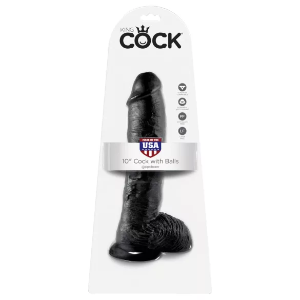 King Cock - dildo realist cu testicule - 25 cm - negru