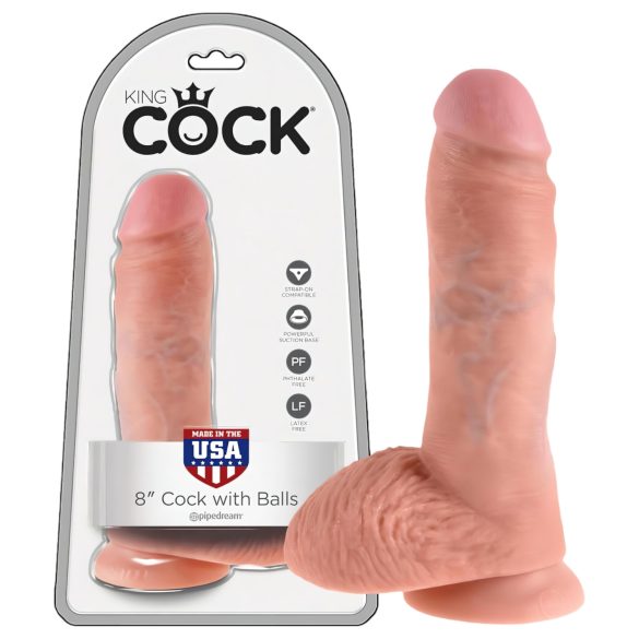 King Cock 8 dildo cu testicule (20 cm) - culoare naturală