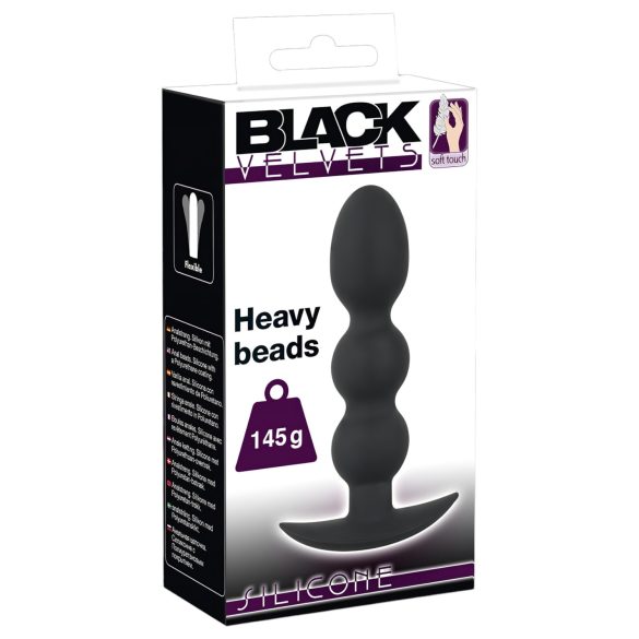 Black Velvets - plug anal cu bilă, greu, 145g - silicon negru