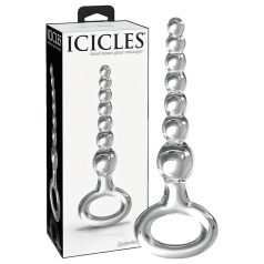 Icicles No. 67 - dildo din sticlă cu bile (transparent)