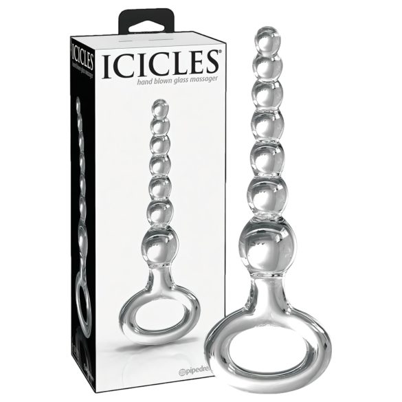 Icicles No. 67 - dildo din sticlă cu bile (transparent)