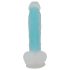 You2Toys Glow in the Dark - dildo cu ventuză, luminos (albastru)