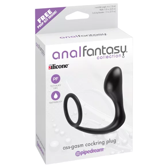 analfantasy - dop anal cu inel pentru penis - silicon negru