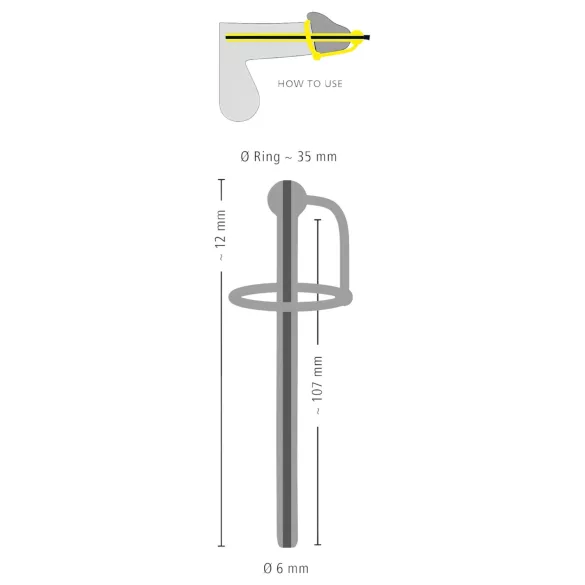Penisplug - dop uretral cu inel pentru gland - silicon negru, gol pe interior