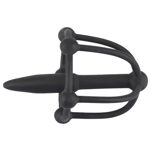 You2Toys - Dop pentru penis - cușcă din silicon pentru gland cu dilatator (negru)