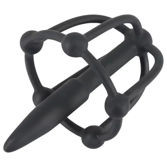 You2Toys - Dop pentru penis - cușcă din silicon pentru gland cu dilatator (negru)