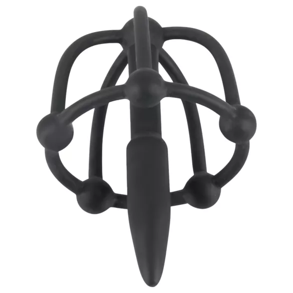 You2Toys - Dop pentru penis - cușcă din silicon pentru gland cu dilatator (negru)