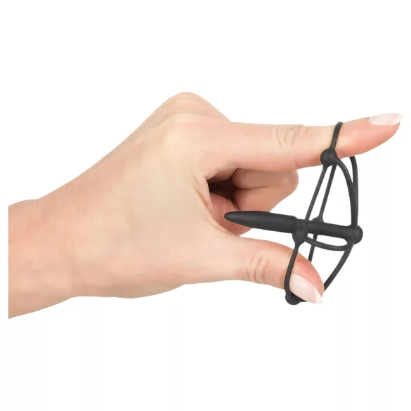 You2Toys - Dop pentru penis - cușcă din silicon pentru gland cu dilatator (negru)