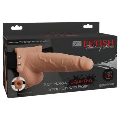   Fetish Strap-On - dildo cu prindere, ejaculare, culoare naturală, 19 cm