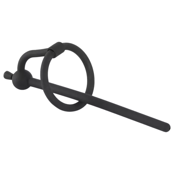 Penisplug - dilator uretral cu inel pentru gland - silicon negru 0,6mm