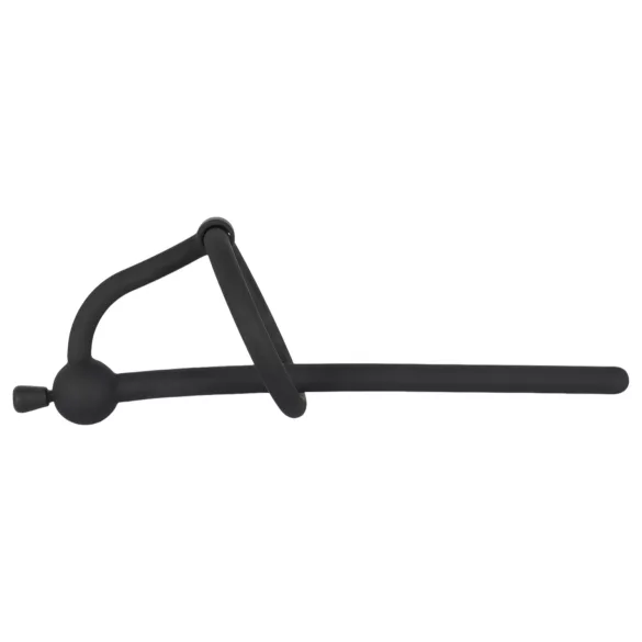 Penisplug - dilator uretral cu inel pentru gland - silicon negru 0,6mm
