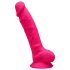 Silexd 7 - dildo cu ventuză, cu testicule - 17,5cm (roz)