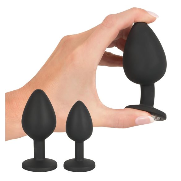Black Velvets - set plug anal - 4 piese - silicon negru