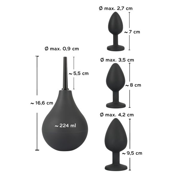 Black Velvets - set plug anal - 4 piese - silicon negru