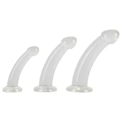   Crystal Clear - set dildo anal cu gland - 3 piese - transparent
