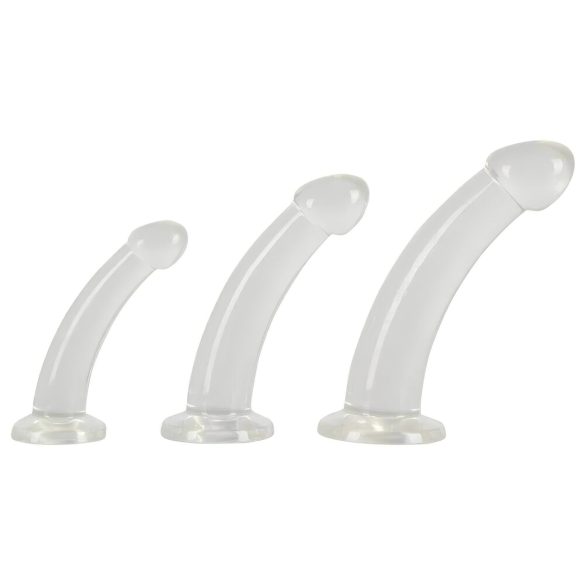 Crystal Clear - set dildo anal cu cap - 3 piese (transparent)