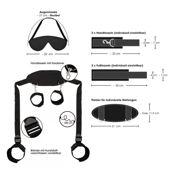 Bad Kitty - set cătușe gât-mâini-picioare - negru