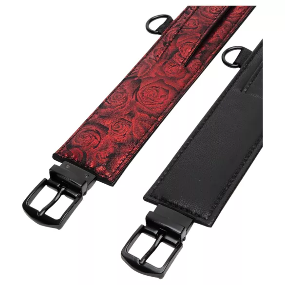 Fifty Shades of Grey - cătușe pentru glezne - piele neagră-roșie