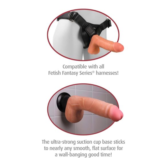 Real Feel Deluxe No.7 - vibratoare realist cu testicule - silicon bej