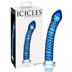 Icicles No. 29 - dildo penis spiralat - sticlă albastră